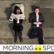 Zendaya's MJ and Tom Holland's Peter Parker lie on a rooftop as MJ reads a newspaper in Spider-Man: No Way Home.